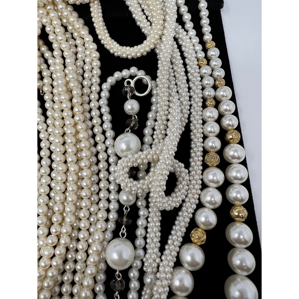 Vintage to Modern Pearl Necklace & Bracelet Gold & Silver Tone Beaded Lot of 30 - Picture 16 of 16